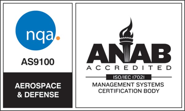 AS9100 and ISO 9001 certification badge